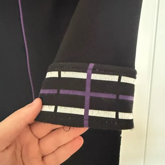 Signature Black & Purple Plaid Sheath Dress by Joseph Ribkoff Size 12 - Picture 3 of 8